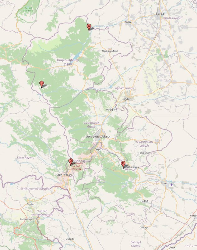 Направления атак ВС Азербайджана против Арцаха (Нагорный Карабах) за последнюю н…